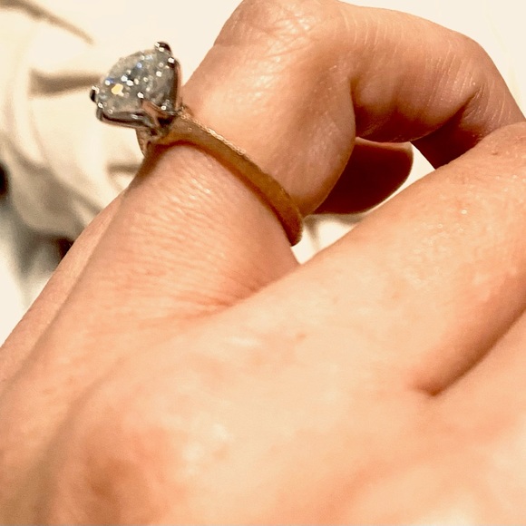 Custom Tiffany style solitaire ring- stardust finish - Picture 6 of 7